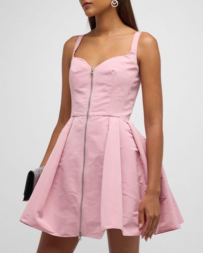 Alexander McQueen Zip-front Polyfaille Mini Dress - Pink
