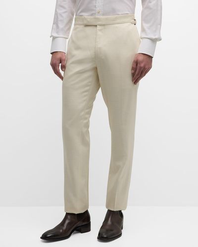 Tom Ford Textured Silk Shelton Pants - Natural