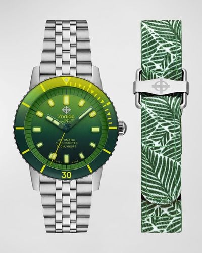 Zodiac Super Sea Wolf Compression Dive Bracelet Watch With Nylon Strap, 40Mm - Green
