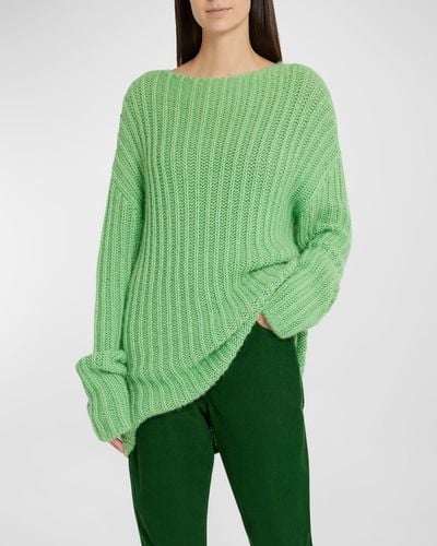 The Row Marnie Crewneck Cashmere Sweater - Green