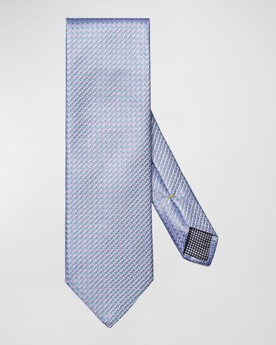 Eton Woven Silk Geometric Tie - Blue