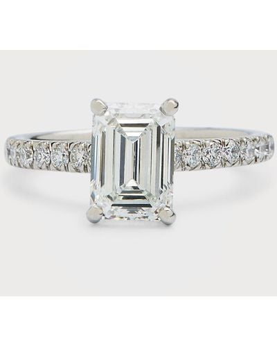 Neiman Marcus Emerald-Cut Lab-Grown Diamond Ring - Metallic