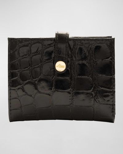 Abas Mini Alligator Bifold Wallet - Black