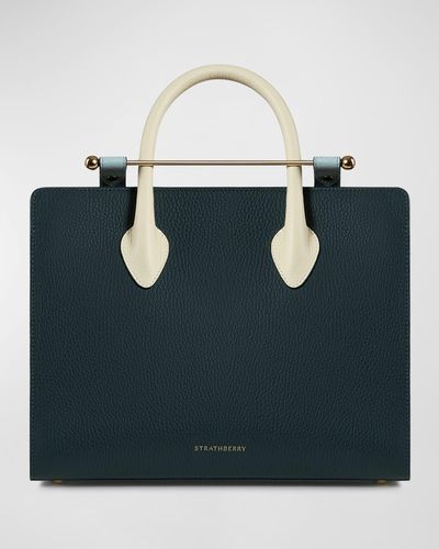 Strathberry Midi Colorblock Leather Tote Bag - Blue