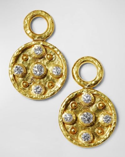 Elizabeth Locke 19k Gold Diamond Disc Earring Pendants - Metallic