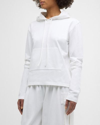 Norma Kamali Stretch Terry Hooded Top - White