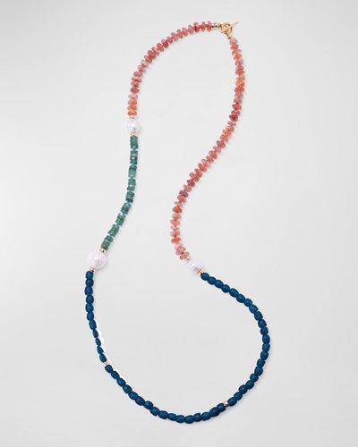Lizzie Fortunato Mixed Stone And Baroque Pearl Cabana Necklace - Multicolor