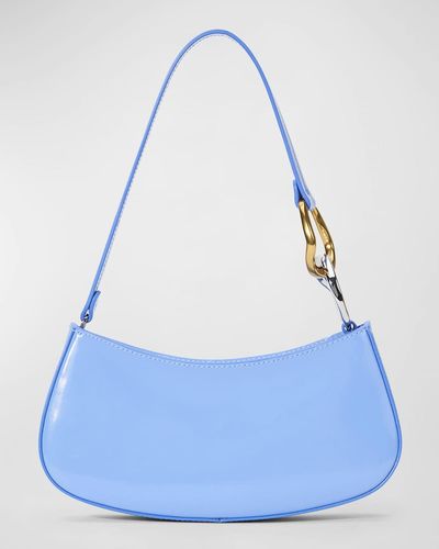 STAUD Ollie Zip Leather Shoulder Bag - Blue