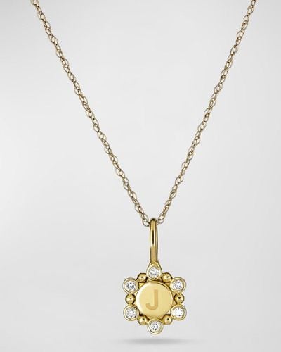 STONE AND STRAND Diamond Orbit Mini Medallion Initial Necklace - Metallic