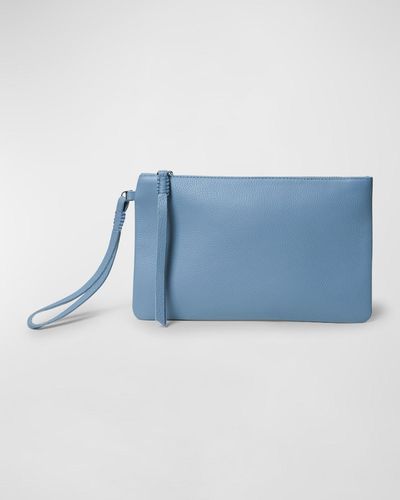 Callista Slim Pochette Leather Wristlet - Blue