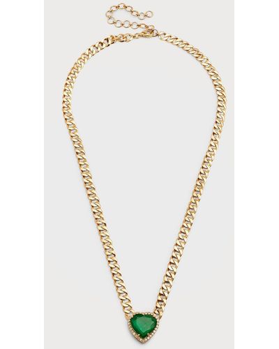 Siena Jewelry 14k Yellow Gold Emerald Heart Pendant Necklace - White