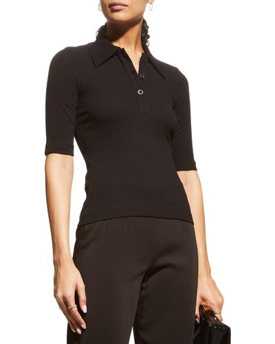 Rosetta Getty Long Sleeve Polo T-Shirt in Black