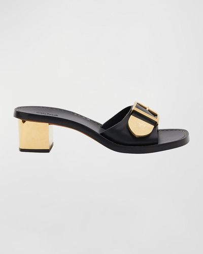 Chloé Rebecca Leather Buckle Sandals - Black