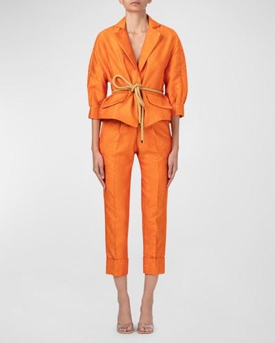 Silvia Tcherassi Gianna Jacquard Jacket With Rope Belt - Orange