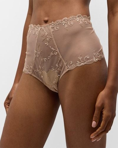 Lise Charmel Retro Floral-Embroidered High-Rise Briefs - Brown