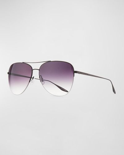 Barton Perreira Chevalier Semi-rimless Metal Aviator Sunglasses - Purple