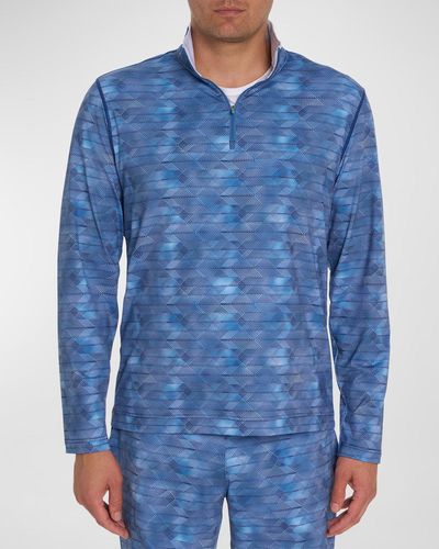 Robert Graham Forman Quarter-Zip Pullover Sweater - Blue