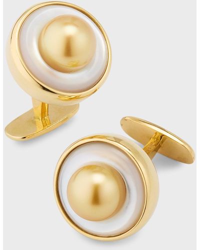 Pearls By Shari 8mm Golden South Sea Pearl Cufflinks - Metallic