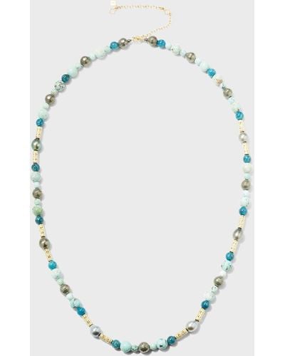 Armenta Old World Pearl And Turquoise Bead Necklace, 34"l - Blue