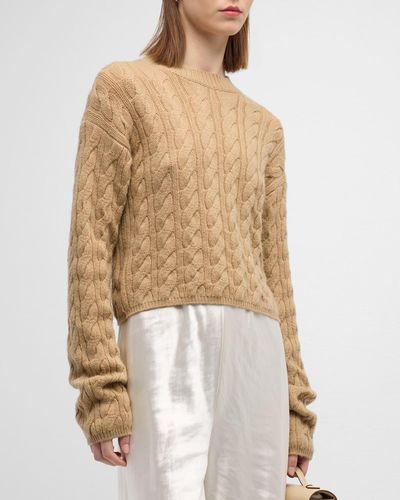 Vince Wool-Cashmere Twisted Cable-Knit Sweater - Natural