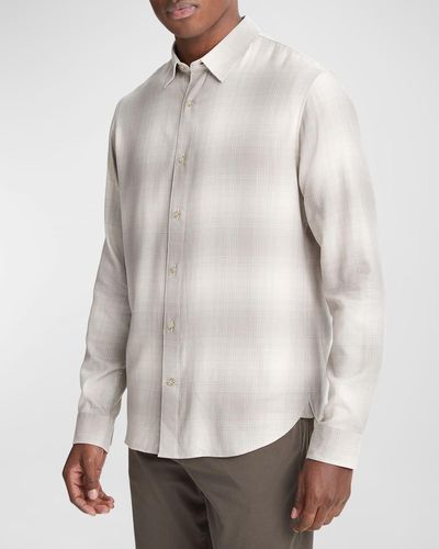 Vince Forest Shadow Plaid Button-down Shirt - Gray