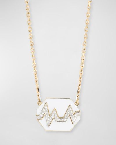 David Webb 18k Skip Necklace W/ Enamel & Diamonds - White