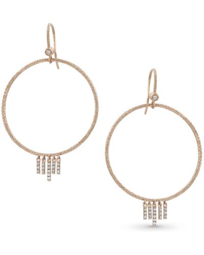 Dominique Cohen 18k Rose Gold Diamond Chevron Drop Earrings - Metallic