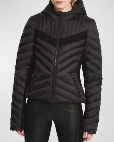 BLANC NOIR Chevron Stripe Puffer Jacket - Black