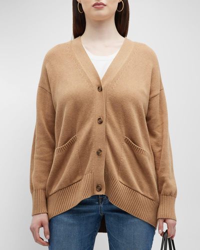 Minnie Rose Plus Plus Size Button-Down Cashmere-Blend Cardigan - Natural
