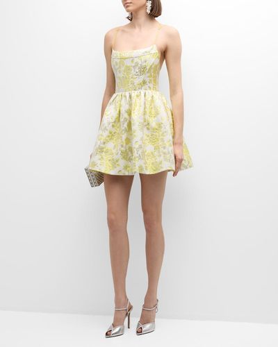 Alice + Olivia Nat Floral Strappy Mini Dress - Yellow