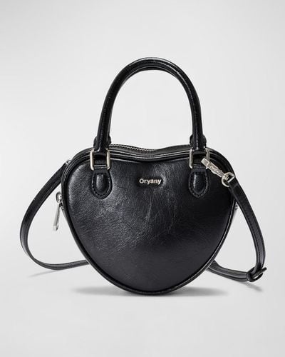 orYANY Heart Mini Leather Top-handle Bag - Black