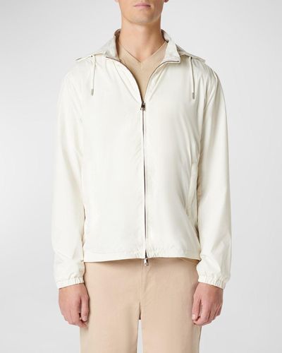 Bugatchi Wind-Resistant Jacket With Detachable Hood - White