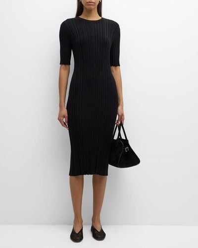 Loulou Studio Elea Ribbed Knit Midi Dress - Black