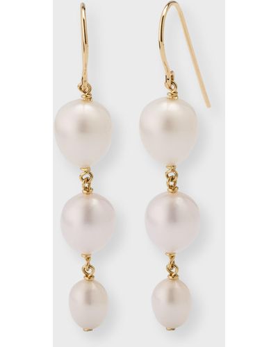 POPPY FINCH Graduated Oval Pearl Drop Earrings - White