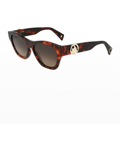 Lanvin Mother & Child Logo Rectangle Acetate Sunglasses - Brown