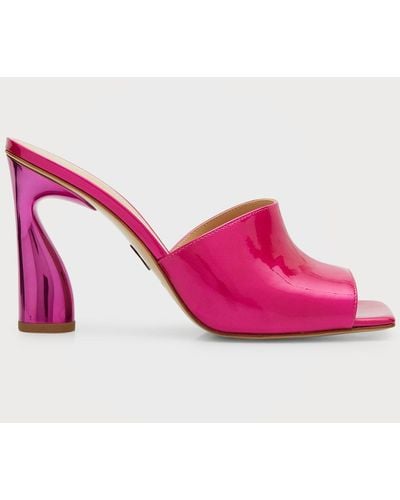 Paul Andrew Patent Leather Slide Mules - Pink