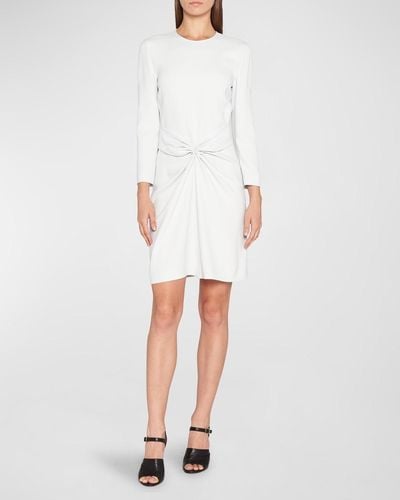 Giorgio Armani Ruched Long-Sleeve A-Line Dress - White