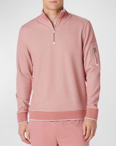 Bugatchi Knit Quarter-Zip Sweater - Pink