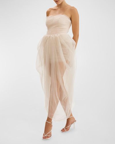 Lamarque Pixie Layered Tulle Gown - Natural