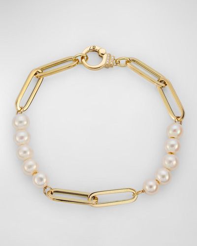 Sorellina 18K Freshwater Pearl Bracelet With Gh-Si Diamond Clasp, 7"L - Metallic