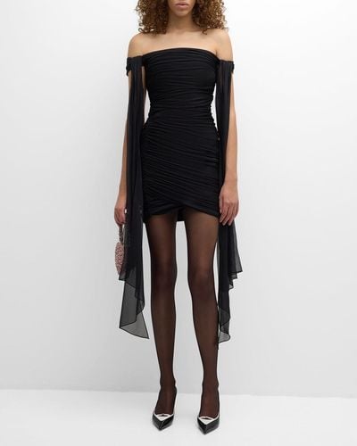 Givenchy Off-The-Shoulder Draped Mini Dress - Black