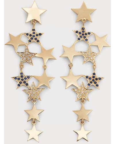Siena Jewelry 14k Yellow Gold Sapphire And Diamond Star Earrings - White