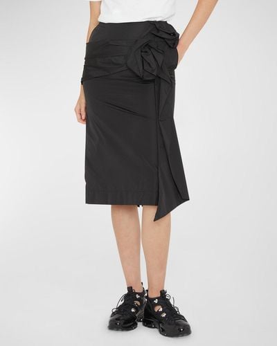 Simone Rocha Pressed Rose-Applique Midi Pencil Skirt - Black