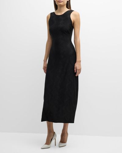 Giorgio Armani Wave Jersey Jacquard Sleeveless Maxi Dress - Black