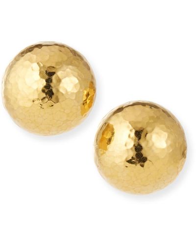 Nest Hammered Dome Clip Earrings - Metallic