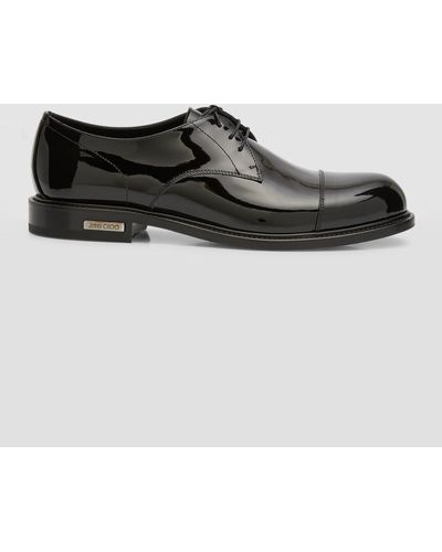 Jimmy Choo Ray Patent Leather Derby Shoes - Black