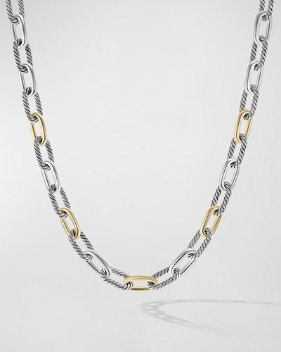 David Yurman Dy Madison Chain Necklace In Silver With 18k Gold, 11mm, 18"l - Metallic