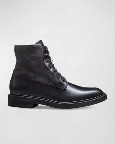 Allen Edmonds Dain Leather And Suede Lace-up Boots - Black