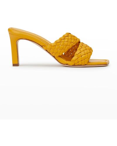 Lafayette 148 New York Maracella Woven Leather Mule Sandals - Yellow