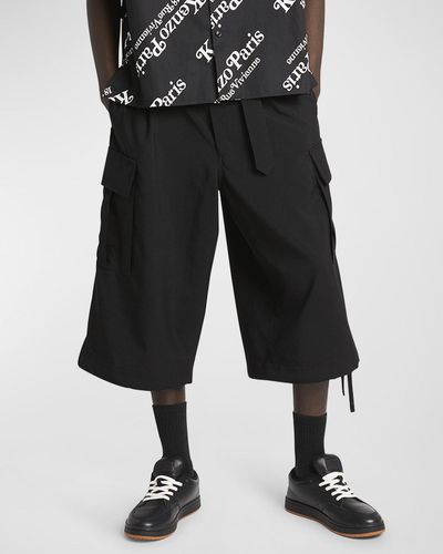 KENZO Virgin Wool Tailored Cargo Shorts - Black